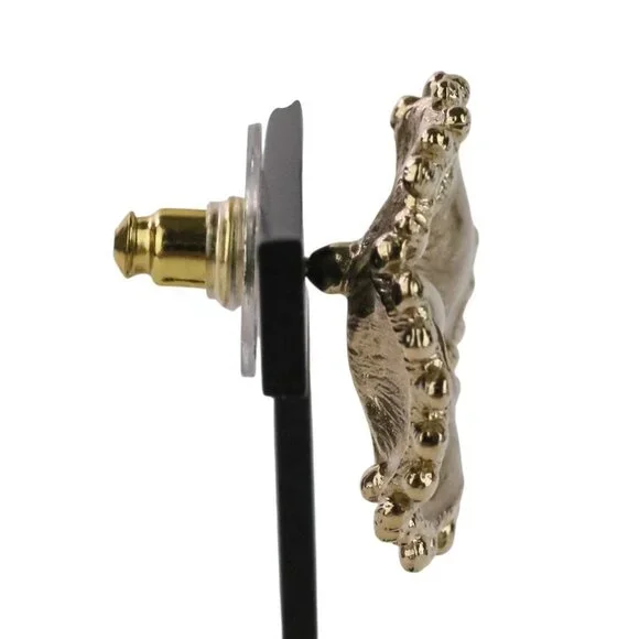 CHANEL Gold Pearl Logo Earrings